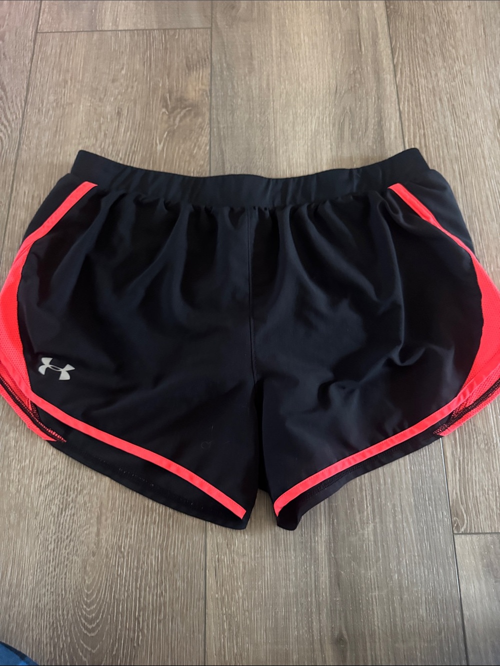 Under Armour Black Athletic Shorts with  Coral Accents